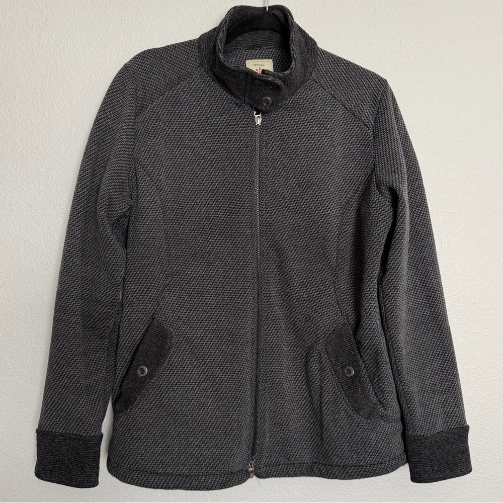 ROYAL ROBBINS Sweater Jacket Womens XL Gray Full Zip Pockets Knit